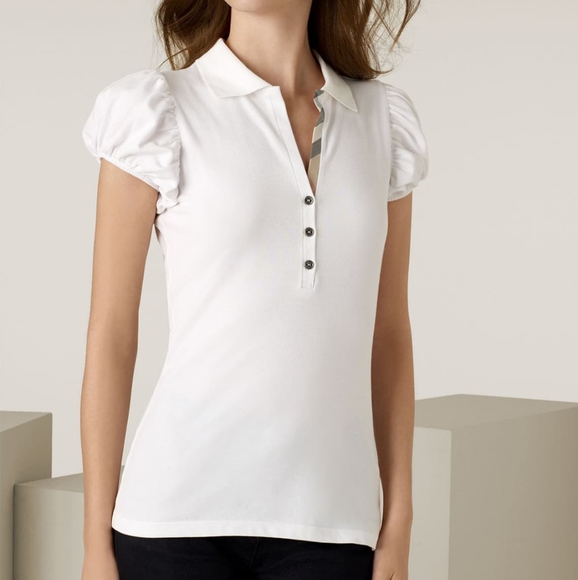 Burberry Tops - BURBERRY BRIT Ruffle Sleeve Polo in GREY COLOR